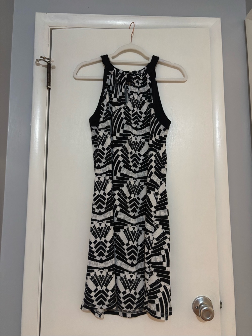 Apt. 9 Black and White Geometric Halter Dress